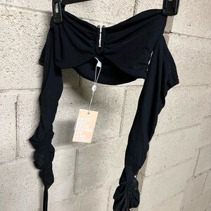 Black Off-Shoulder Crop Top